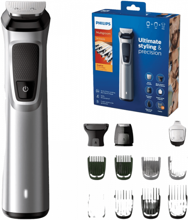 Recortadora de pelo de la marca Philips con varios peines intercambiables para diferentes tipos de corte de pelo