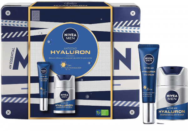 Pack de la marca Nivea de dos botellas conteniendo aceite y crema facial