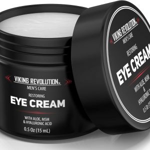 Bote de la marca Viking Revolution conteniendo crema para el contorno de los ojos con esencia de aloe vera y ácido hyalurónico