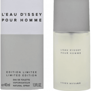 Botella de perfume de cristal transparente con tapón cuadrado de plástico de la marca Issey Miyake